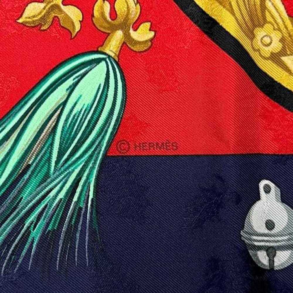 HERMES Red Silk Scarf - Picture 6 of 8